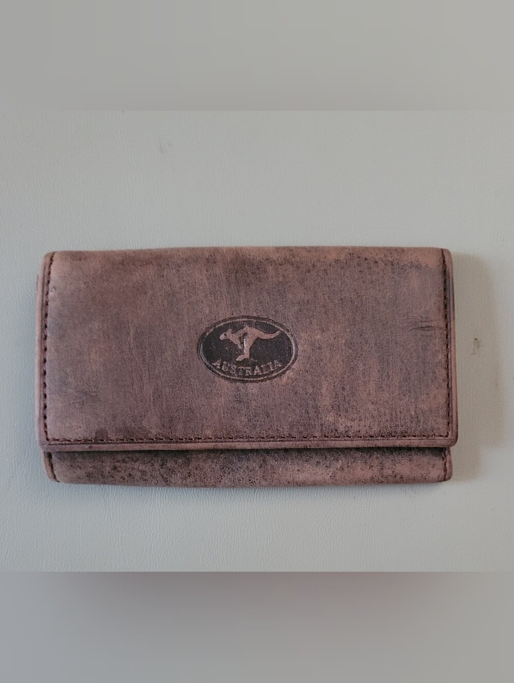 Australian Leather Trifold Multi-key Holder. Distressed Brown